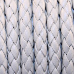 rond gevlochten leer creme 5mm