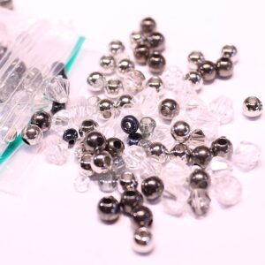 kralenmix 3/4mm wit grijs