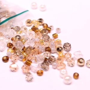 kralenmix 3/4mm creme bruin