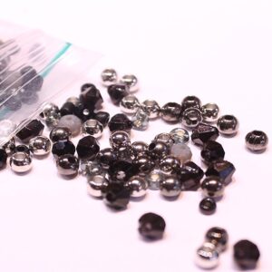 kralenmix 3/4mm zwart grijs